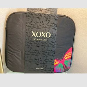 XOXO 13" Lazy Day Black Laptop Case with Butterfly Detail NWT